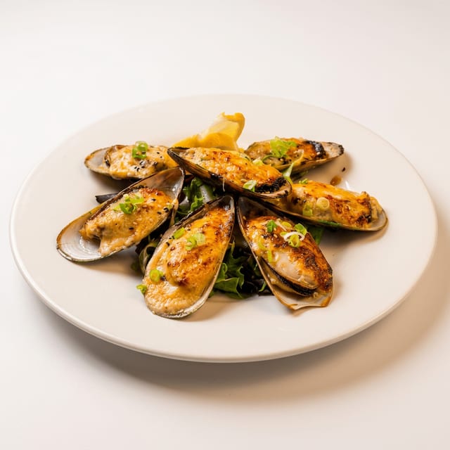 Baked Green Mussels.