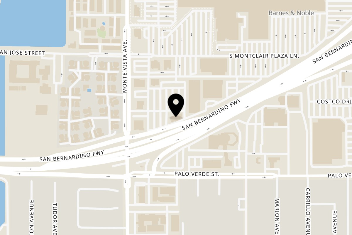 Map showing the location of Sushi One Spot on 9405 Monte Vista Ave in Montclair